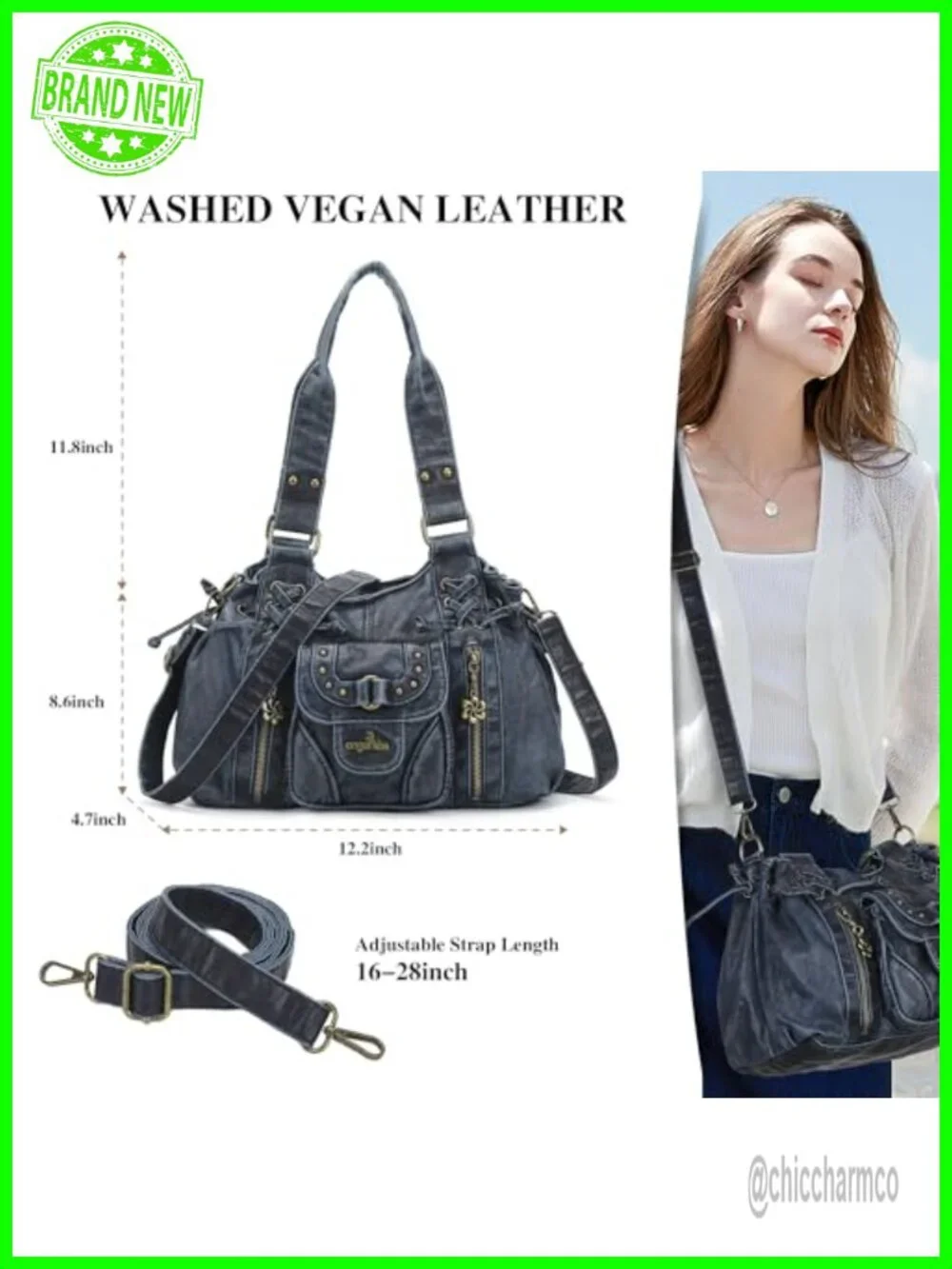 Faux Leather Small Hobo Bag Crossbody Shoulder Handbag with Removable Strap